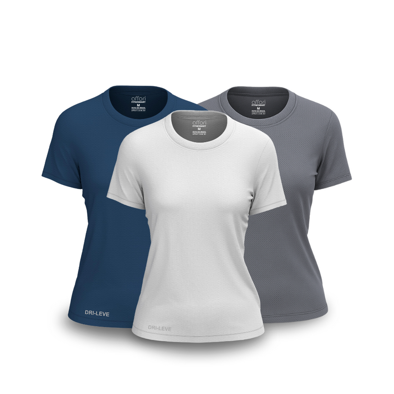 Set of 3 dry fit t-shirts for women for the gym – anti-sweat
