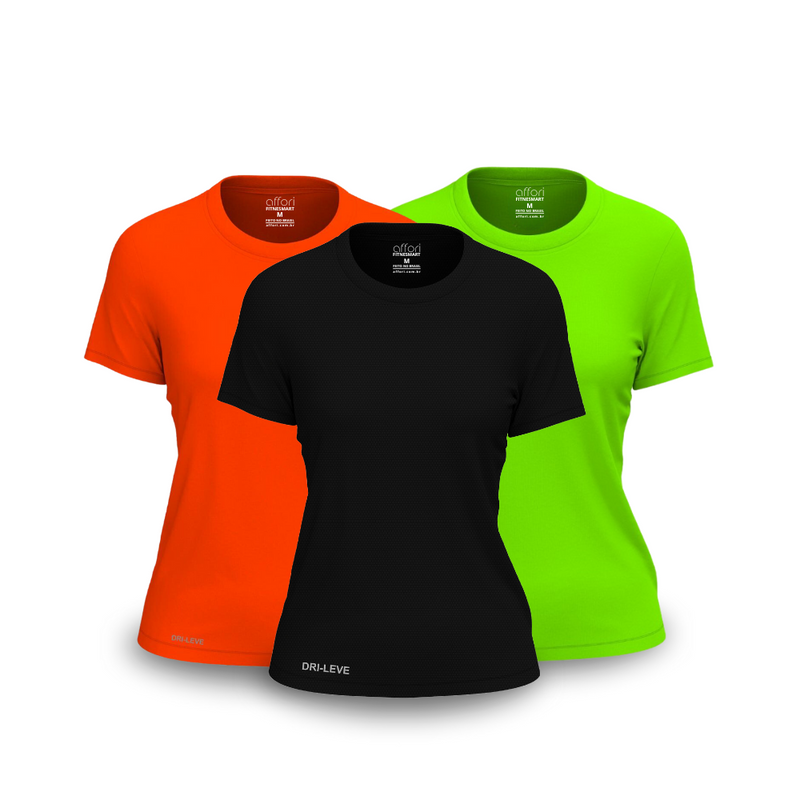 Kit 3 FitneSmart Women's Technology T-Shirts - Anti-Sweat