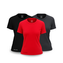 Kit 3 FitneSmart Women's Technology T-Shirts - Anti-Sweat