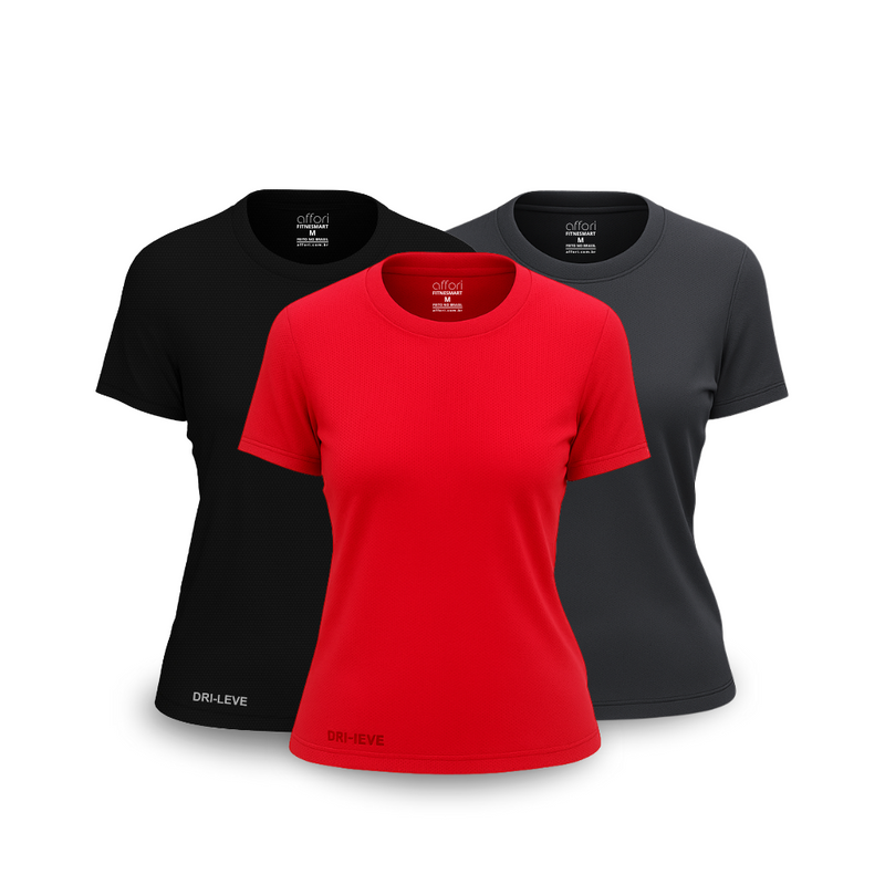 Set of 3 dry fit t-shirts for women for the gym – anti-sweat